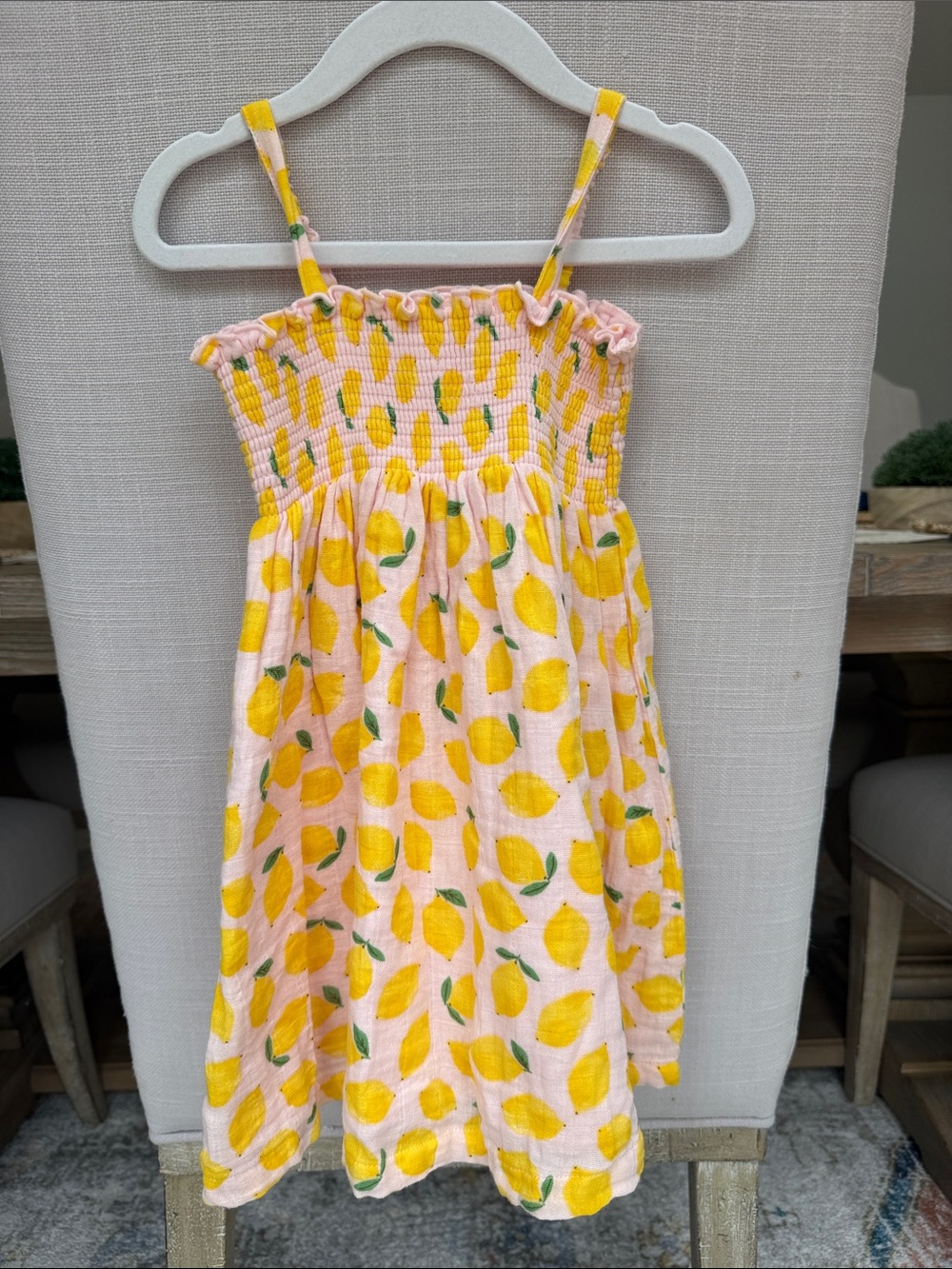 SIIX Girls' Soft Pink Lemon Print Sundress